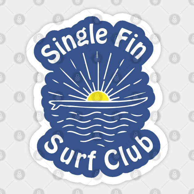 Single Fin Longboard Surfing Line art Sunset Sticker by Surfer Dave Designs